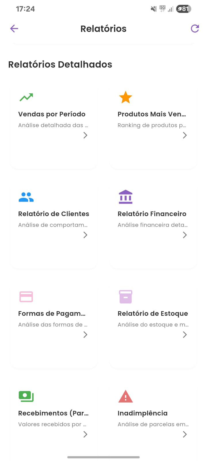 Relatórios no Vintory